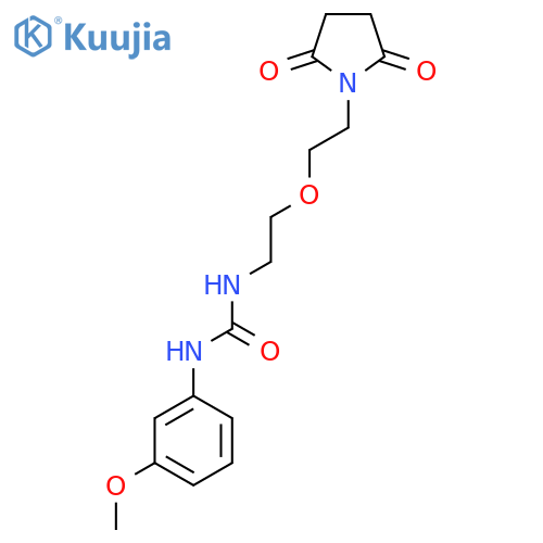 3-{2-2-(2,5-dioxopyrrolidin-1-yl)ethoxyethyl}-1-(3-methoxyphenyl)urea structure