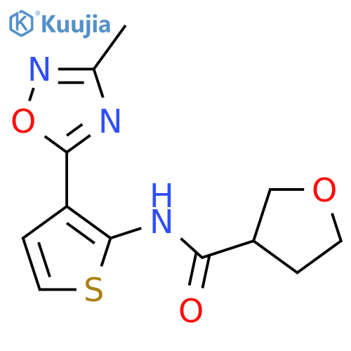 N-(3-(3-methyl-1,2,4-oxadiazol-5-yl)thiophen-2-yl)tetrahydrofuran-3-carboxamide structure