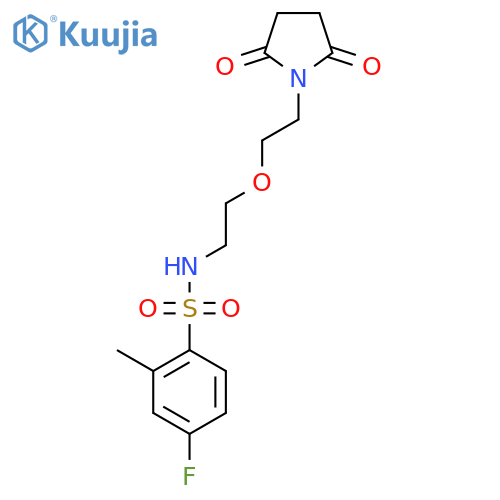 N-{2-2-(2,5-dioxopyrrolidin-1-yl)ethoxyethyl}-4-fluoro-2-methylbenzene-1-sulfonamide structure