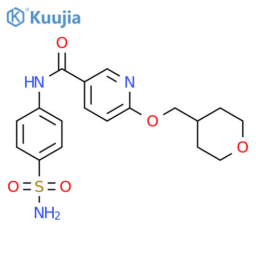 6-(oxan-4-ylmethoxy)-N-(4-sulfamoylphenyl)pyridine-3-carboxamide structure