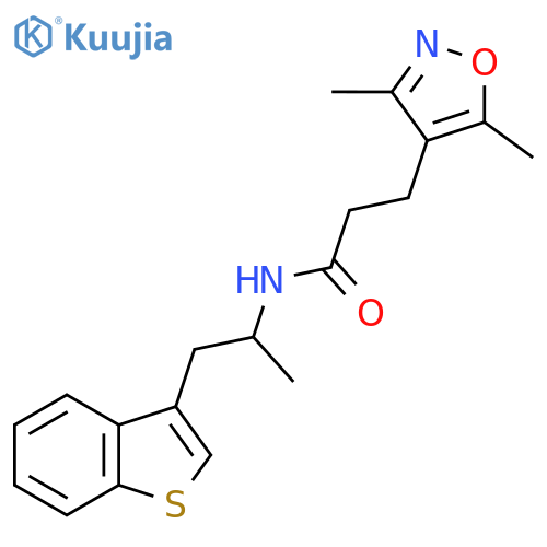 N-1-(1-benzothiophen-3-yl)propan-2-yl-3-(3,5-dimethyl-1,2-oxazol-4-yl)propanamide structure