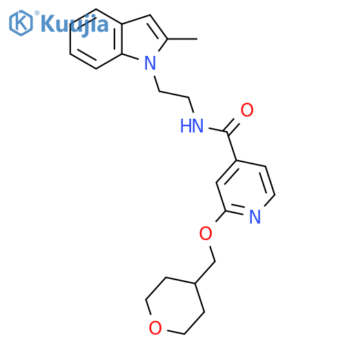 N-(2-(2-methyl-1H-indol-1-yl)ethyl)-2-((tetrahydro-2H-pyran-4-yl)methoxy)isonicotinamide structure