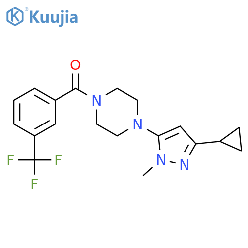 1-(3-cyclopropyl-1-methyl-1H-pyrazol-5-yl)-4-3-(trifluoromethyl)benzoylpiperazine structure