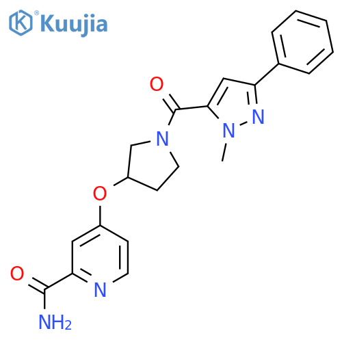 4-((1-(1-methyl-3-phenyl-1H-pyrazole-5-carbonyl)pyrrolidin-3-yl)oxy)picolinamide structure