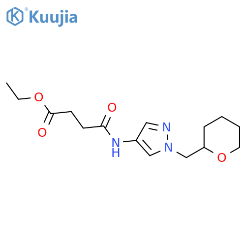 ethyl 4-oxo-4-((1-((tetrahydro-2H-pyran-2-yl)methyl)-1H-pyrazol-4-yl)amino)butanoate structure