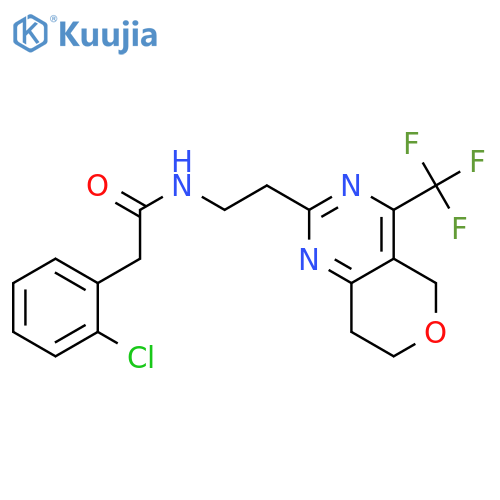 2-(2-chlorophenyl)-N-{2-[4-(trifluoromethyl)-5H,7H,8H-pyrano[4,3-d]pyrimidin-2-yl]ethyl}acetamide structure