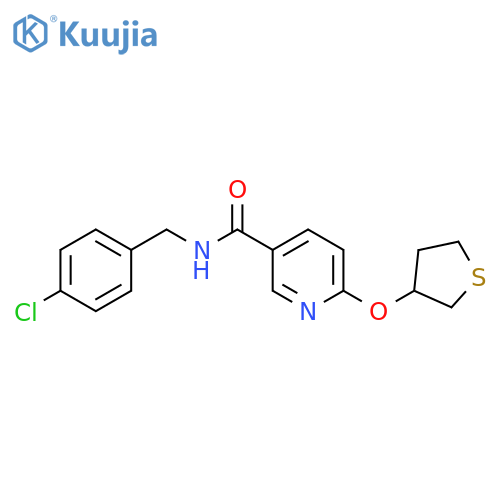 N-[(4-chlorophenyl)methyl]-6-(thiolan-3-yloxy)pyridine-3-carboxamide structure