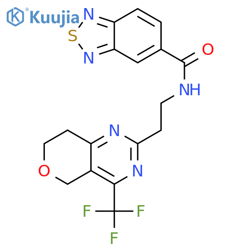 N-{2-[4-(trifluoromethyl)-5H,7H,8H-pyrano[4,3-d]pyrimidin-2-yl]ethyl}-2,1,3-benzothiadiazole-5-carboxamide structure