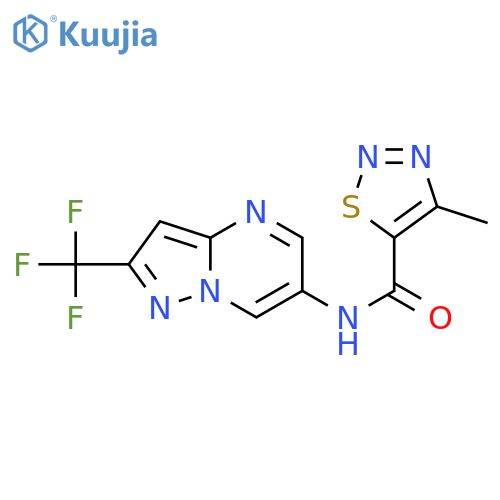4-methyl-N-[2-(trifluoromethyl)pyrazolo[1,5-a]pyrimidin-6-yl]-1,2,3-thiadiazole-5-carboxamide structure