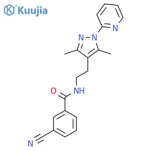 3-cyano-N-{2-3,5-dimethyl-1-(pyridin-2-yl)-1H-pyrazol-4-ylethyl}benzamide structure