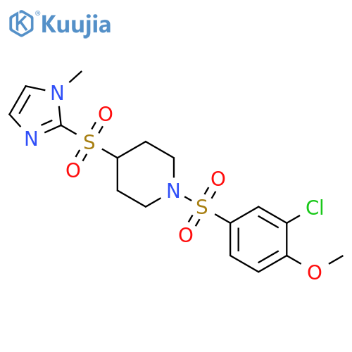 1-[(3-Chloro-4-methoxyphenyl)sulfonyl]-4-[(1-methyl-1H-imidazol-2-yl)sulfonyl]piperidine structure