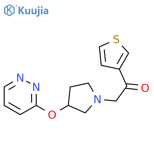 1-[3-(pyridazin-3-yloxy)pyrrolidin-1-yl]-2-(thiophen-3-yl)ethan-1-one structure