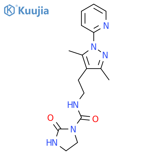 N-{2-3,5-dimethyl-1-(pyridin-2-yl)-1H-pyrazol-4-ylethyl}-2-oxoimidazolidine-1-carboxamide structure