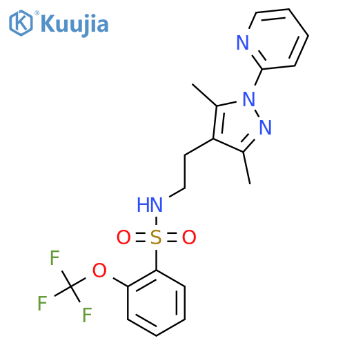 N-{2-[3,5-dimethyl-1-(pyridin-2-yl)-1H-pyrazol-4-yl]ethyl}-2-(trifluoromethoxy)benzene-1-sulfonamide structure