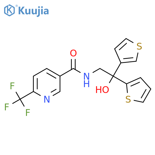 N-2-hydroxy-2-(thiophen-2-yl)-2-(thiophen-3-yl)ethyl-6-(trifluoromethyl)pyridine-3-carboxamide structure