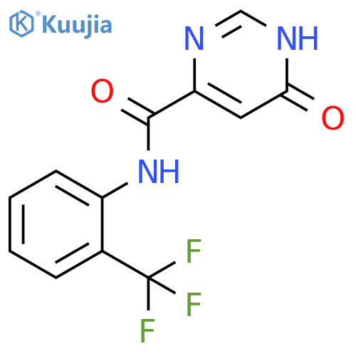 6-hydroxy-N-2-(trifluoromethyl)phenylpyrimidine-4-carboxamide structure