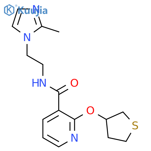 N-(2-(2-methyl-1H-imidazol-1-yl)ethyl)-2-((tetrahydrothiophen-3-yl)oxy)nicotinamide structure
