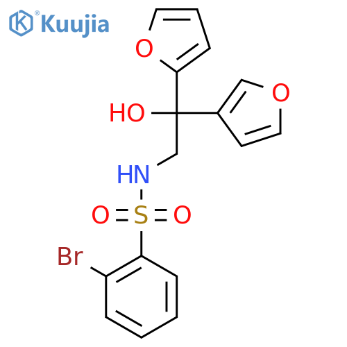 2-bromo-N-2-(furan-2-yl)-2-(furan-3-yl)-2-hydroxyethylbenzene-1-sulfonamide structure