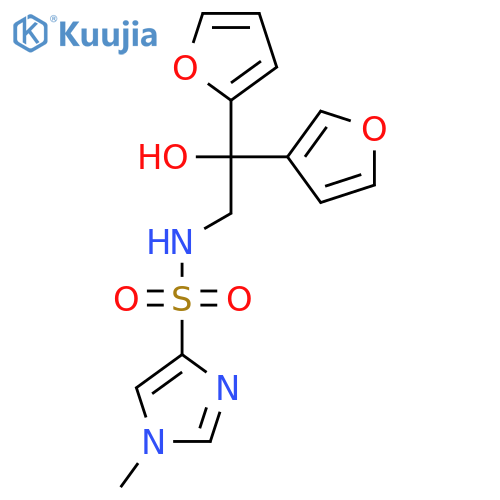 N-2-(furan-2-yl)-2-(furan-3-yl)-2-hydroxyethyl-1-methyl-1H-imidazole-4-sulfonamide structure