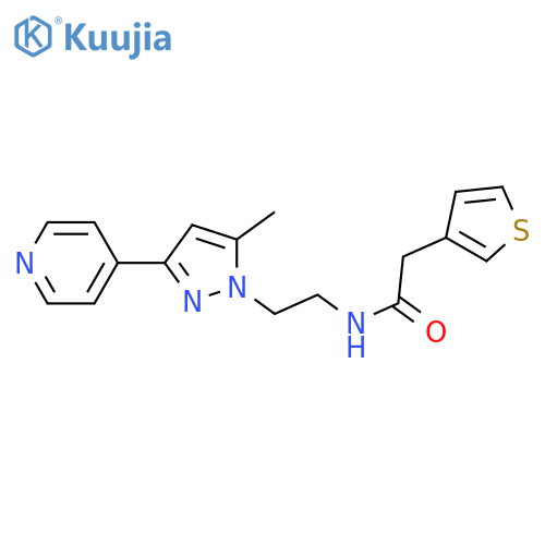 N-{2-[5-methyl-3-(pyridin-4-yl)-1H-pyrazol-1-yl]ethyl}-2-(thiophen-3-yl)acetamide structure