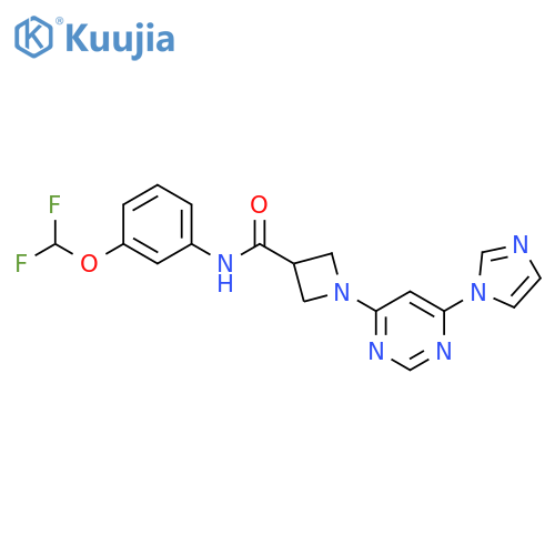 N-[3-(difluoromethoxy)phenyl]-1-[6-(1H-imidazol-1-yl)pyrimidin-4-yl]azetidine-3-carboxamide structure