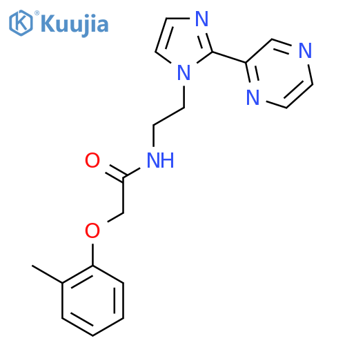 2-(2-methylphenoxy)-N-{2-[2-(pyrazin-2-yl)-1H-imidazol-1-yl]ethyl}acetamide structure