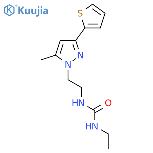 3-ethyl-1-{2-5-methyl-3-(thiophen-2-yl)-1H-pyrazol-1-ylethyl}urea structure