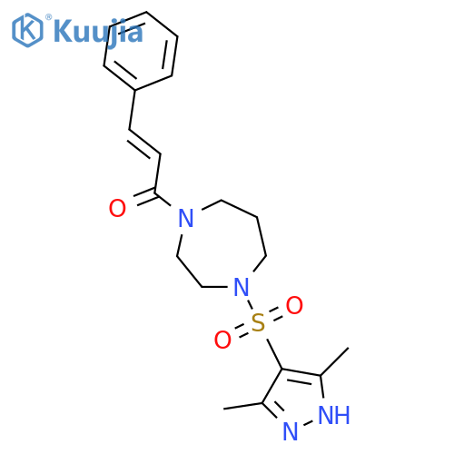 (2E)-1-{4-[(3,5-dimethyl-1H-pyrazol-4-yl)sulfonyl]-1,4-diazepan-1-yl}-3-phenylprop-2-en-1-one structure