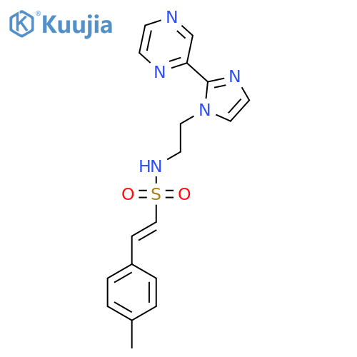 (E)-2-(4-methylphenyl)-N-{2-[2-(pyrazin-2-yl)-1H-imidazol-1-yl]ethyl}ethene-1-sulfonamide structure