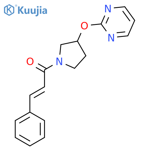(E)-3-phenyl-1-(3-(pyrimidin-2-yloxy)pyrrolidin-1-yl)prop-2-en-1-one structure