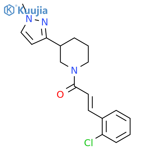 (2E)-3-(2-chlorophenyl)-1-3-(1-methyl-1H-pyrazol-3-yl)piperidin-1-ylprop-2-en-1-one structure