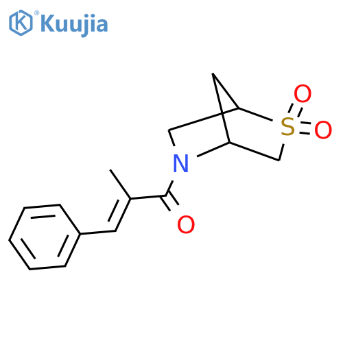 5-[(2E)-2-methyl-3-phenylprop-2-enoyl]-2lambda6-thia-5-azabicyclo[2.2.1]heptane-2,2-dione structure