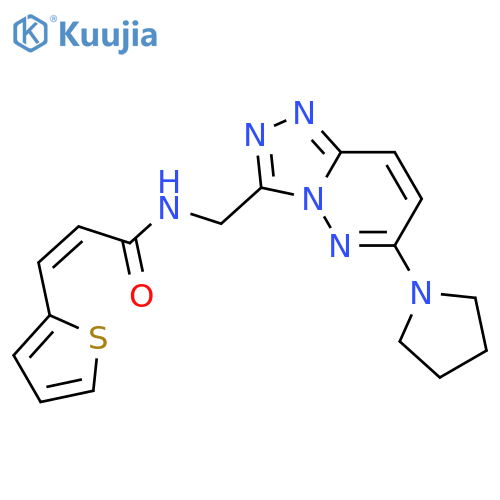 (2Z)-N-{6-(pyrrolidin-1-yl)-1,2,4triazolo4,3-bpyridazin-3-ylmethyl}-3-(thiophen-2-yl)prop-2-enamide structure