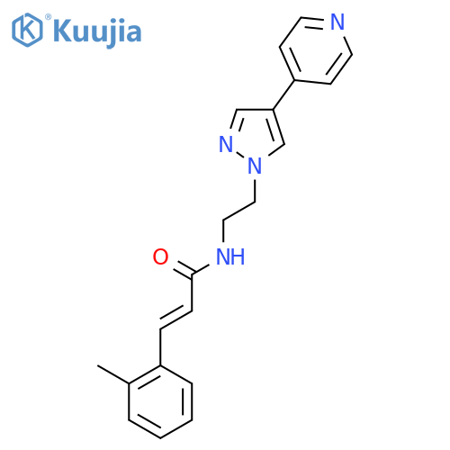(2E)-3-(2-methylphenyl)-N-{2-4-(pyridin-4-yl)-1H-pyrazol-1-ylethyl}prop-2-enamide structure