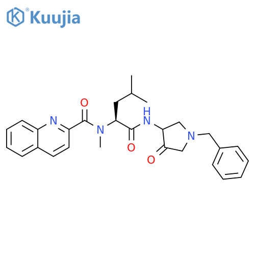 2-Quinolinecarboxamide,N-methyl-N-[(1S)-3-methyl-1-[[[4-oxo-1-(phenylmethyl)-3-pyrrolidinyl]amino]carbonyl]butyl]- structure