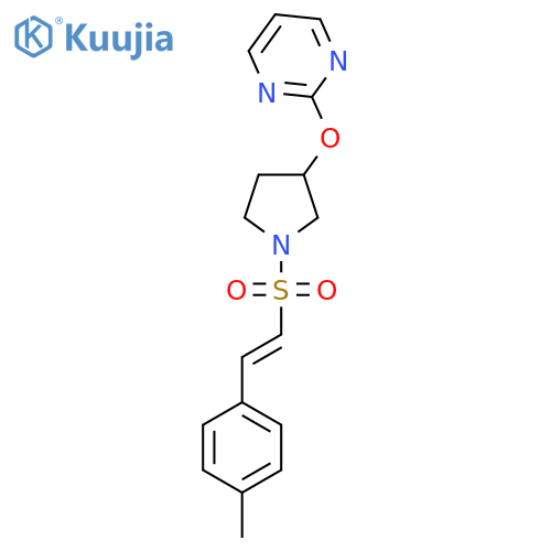 (E)-2-((1-((4-methylstyryl)sulfonyl)pyrrolidin-3-yl)oxy)pyrimidine structure