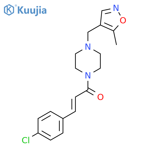 (2E)-3-(4-chlorophenyl)-1-{4-(5-methyl-1,2-oxazol-4-yl)methylpiperazin-1-yl}prop-2-en-1-one structure