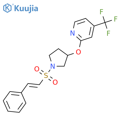 2-[1-[(E)-2-phenylethenyl]sulfonylpyrrolidin-3-yl]oxy-4-(trifluoromethyl)pyridine structure