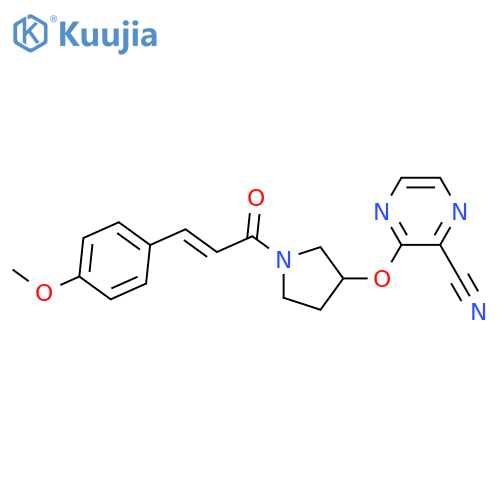 3-({1-(2E)-3-(4-methoxyphenyl)prop-2-enoylpyrrolidin-3-yl}oxy)pyrazine-2-carbonitrile structure