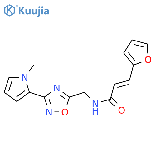 (2E)-3-(furan-2-yl)-N-{[3-(1-methyl-1H-pyrrol-2-yl)-1,2,4-oxadiazol-5-yl]methyl}prop-2-enamide structure