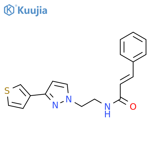 (2E)-3-phenyl-N-{2-[3-(thiophen-3-yl)-1H-pyrazol-1-yl]ethyl}prop-2-enamide structure