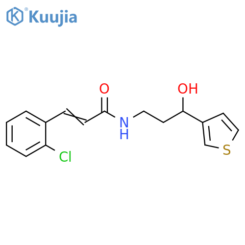 (2E)-3-(2-chlorophenyl)-N-[3-hydroxy-3-(thiophen-3-yl)propyl]prop-2-enamide structure