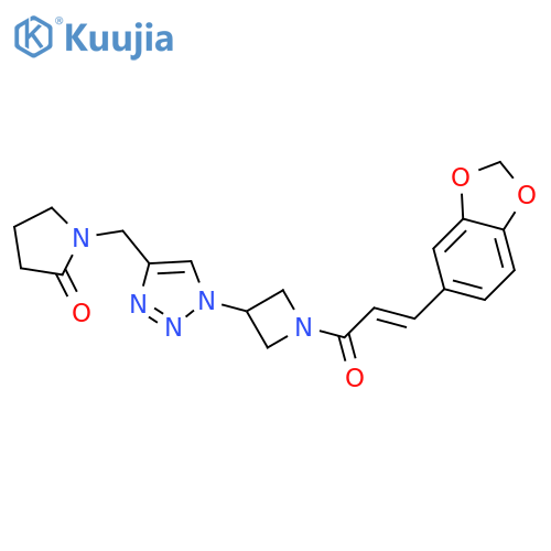 1-[(1-{1-[(2E)-3-(2H-1,3-benzodioxol-5-yl)prop-2-enoyl]azetidin-3-yl}-1H-1,2,3-triazol-4-yl)methyl]pyrrolidin-2-one structure