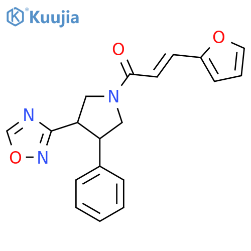 (2E)-3-(furan-2-yl)-1-3-(1,2,4-oxadiazol-3-yl)-4-phenylpyrrolidin-1-ylprop-2-en-1-one structure