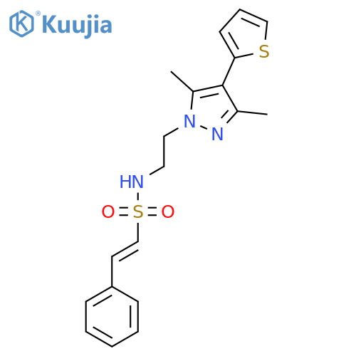 (E)-N-{2-[3,5-dimethyl-4-(thiophen-2-yl)-1H-pyrazol-1-yl]ethyl}-2-phenylethene-1-sulfonamide structure