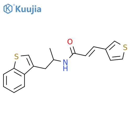 (2E)-N-1-(1-benzothiophen-3-yl)propan-2-yl-3-(thiophen-3-yl)prop-2-enamide structure