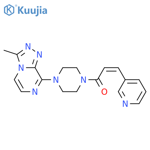 (2Z)-1-(4-{3-methyl-1,2,4triazolo4,3-apyrazin-8-yl}piperazin-1-yl)-3-(pyridin-3-yl)prop-2-en-1-one structure