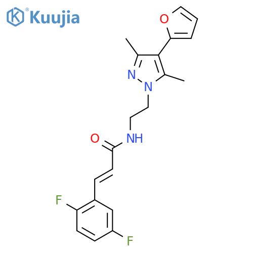 (2E)-3-(2,5-difluorophenyl)-N-{2-[4-(furan-2-yl)-3,5-dimethyl-1H-pyrazol-1-yl]ethyl}prop-2-enamide structure