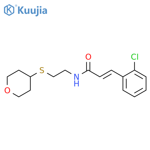(E)-3-(2-chlorophenyl)-N-[2-(oxan-4-ylsulfanyl)ethyl]prop-2-enamide structure