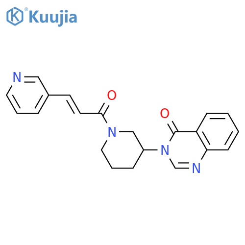 3-{1-[(2E)-3-(pyridin-3-yl)prop-2-enoyl]piperidin-3-yl}-3,4-dihydroquinazolin-4-one structure
